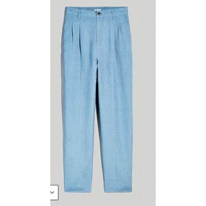 Madewell Tailored Tapered Pants Linen-Blend Ocean Blue Size 6 NL472